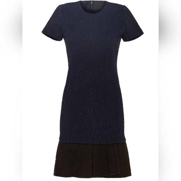 Tory Burch Navy/Black Quilted Jacquard Flounce Mini Dress Size XS/TP - Picture 16 of 16